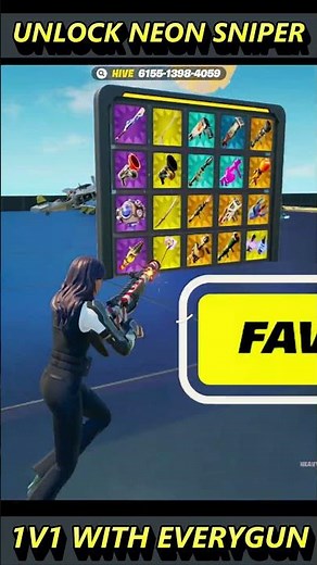 UNLOCK NEON SNIPER IN 1V1 WITH EVERYGUN - FORNITE CREATIVE By Hivecr8