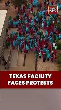 Aerial Footage Shows Immigrant Families Protesting Inside Texas Detention Facility