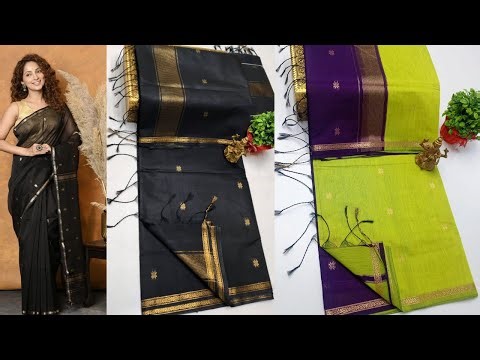 🍁 Maheswari Silk Cotton Sarees 🍁 Premium silk cotton materials weaved