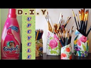 DIY: Upcycle/Decoupage/Mod Podge Detergent/Fabric Softener Plastic Bottes with Tissue Paper/Napkin