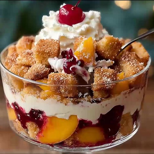 11K views · 65 reactions | Peach Cobbler Trifle with 5 Dreamy Layers...
