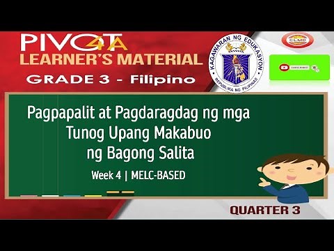 FILIPINO 3 | PAGPAPALIT AT PAGDARAGDAG NG MGA TUNOG UPANG MAKABUO NG BAGONG SALITA | WEEK 4 | Q3