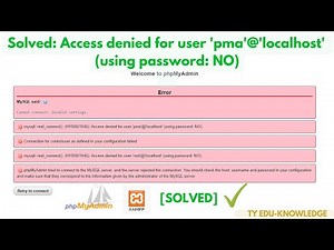 Solved ERROR: Access denied for user 'pma'@'localhost' (using password: NO)