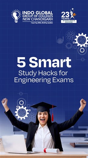 Ready to Level Up Your Exam Game? ✨ It's time to ditch the all-nighters and study smarter, not harder! We're dropping our top 5 Smart Study Hacks for Engineering Exams to help you Import Skills, Build Leaders. Which hack are you going to implement today? Tag your study partner in the Comments who needs to see these hacks before the next test!  #IGC #IGCCampus #StudyHacks #EngineeringExams #StudentLife #ExamTips #IndoGlobalColleges | Indo Global Colleges | Facebook