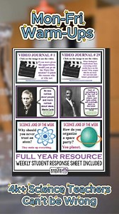 25K views · 120 reactions | Kick off every day with a science warm-up your students will actually look forward to ✅ Monday — Science Term of the Week Tuesday — Science Speak Discussion Wednesday — Science Video Journal Thursday — Scientist Quote of the Week Friday — Science Joke of the Week That’s just 1 week… imagine 36 more! 離 #ScienceClassroom #TeacherLife #ScienceEducation #LessonPlanning #BellRingers #TpTFinds #STEMTeaching | Kesler Science | Facebook