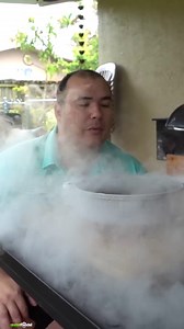 Steak frozen in liquid nitrogen during an extreme cooking test