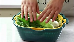 6 Pieces Colander Bowl Strainers Set,Plastic Kitchen Double Layered Drain Basket Bowl Washing Colander,Stackable Set Basket Used for Soak, Wash, Drain Vegetables and Fruit Colanders (Blue Yellow)