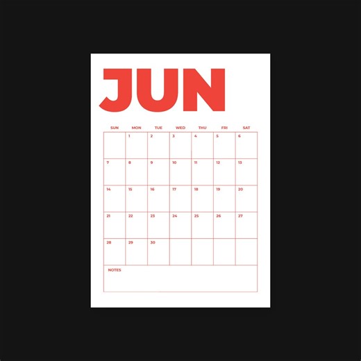 2026 Wall Calendar Printable | Red A4 PDF Planner (digital Download) | Sunday & Monday Start - Etsy