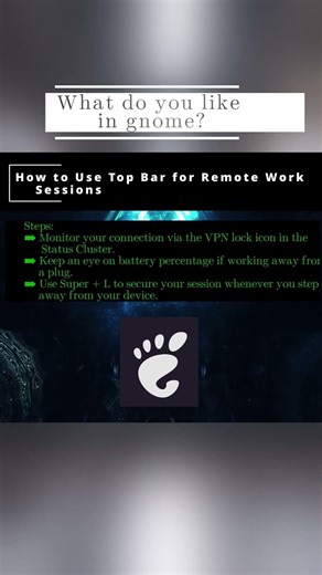 🐧 Gnome 🐧 How to Use Top Bar for Remote Work Sessions 🐧 #Shorts #KGROSShorts #howToGnome