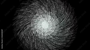 Abstract fireworks exploding many times and changing its color on black background, seamless loop. Animation. Flying and rotating sparkles of many firework volleys.