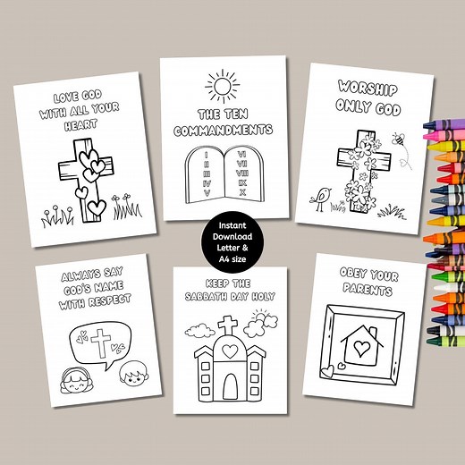 Ten Commandments for Kids Printable Coloring Pages, Bible Verse Coloring Page for Preschoolers, the Ten Commandments for Classroom - Etsy