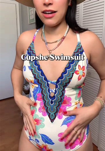Wearing my true size Medium. This is a beautiful boho style swimsuit ☀️🌸 @cupshe_official #summerlooks #onepieceswimsuit #cupshe #bathingsuit #shapingswimsuit