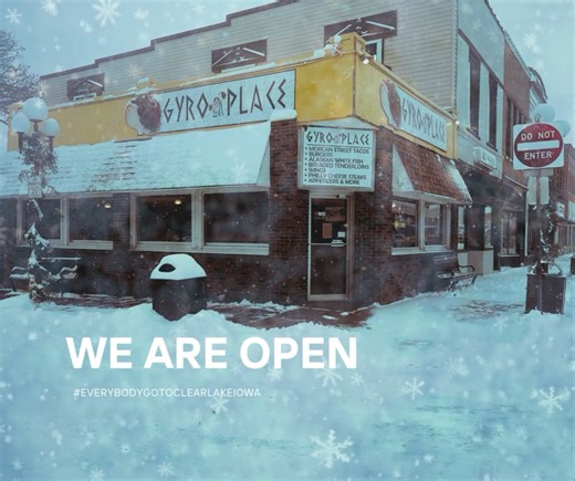 🚨 WE ARE OPEN, GYRO FAMILY! 🚨 Clear Lake & Mason City your Gyro Place crews are here, fresh, and ready to serve YOU today! 😄🔥 Whether you’re craving your favorite gyro, tacos, bowls, or sides… we got you covered. And yes… even though there’s snow out there, it’s just a normal winter day for North Iowans! ❄️💪 We’re built for this and so are your cravings. Stop in, say hi, grab a bite, and let us take care of lunch or dinner 🤝❤️ No time to swing by? 📲 Order on DoorDash or Iowa Eatz and we’l