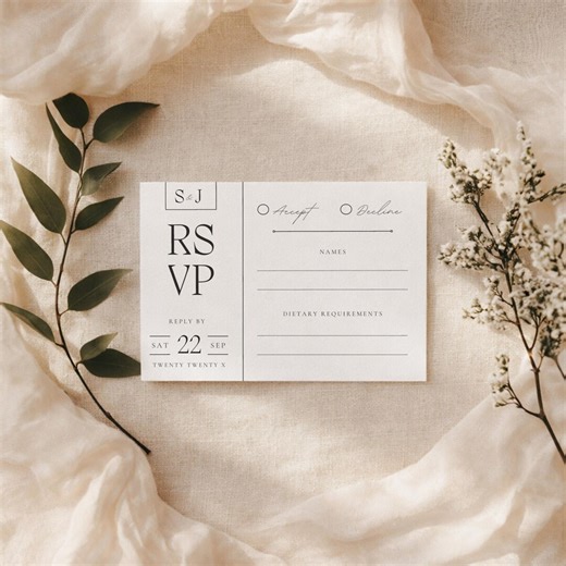 Minimalist Wedding RSVP Card Template, Modern Black and White Response Card, Editable Digital Download, Printable Invitation Insert, MC1 - Etsy