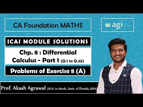 CA Foundation | Differential Calculus | PART 1 | Exercise 8 (A) | Maths | ICAI Module Solutions