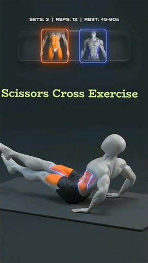gym tips 💪Scissors Cross Exercise | Abs & Core Workout#gymtips #fitness #homeworkout #exercise