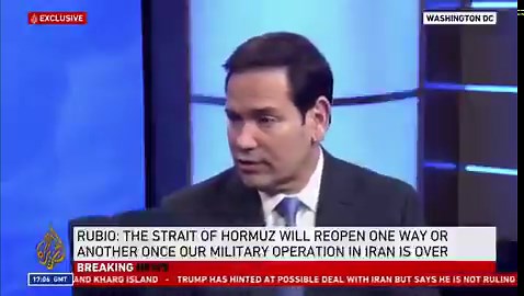 Marco Rubio warns Iran about the Strait of Hormuz: “It will be open one way or another. Either Iran abides by international law, or a coalition including the United States will ensure it stays open.”