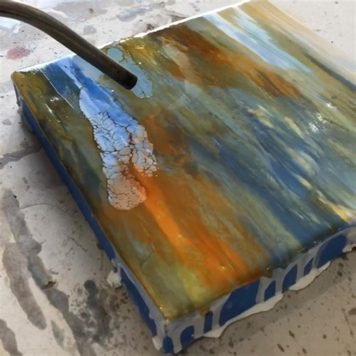 watch me fire shellac burn #shellacburn #encaustic #arttips #paintingdemo #paintingprocess