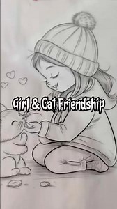 Adorable Cat & Girl | Lovely Art🐱💖 | #cute #cat #girl #drawing #art #cutedrawing #shorts