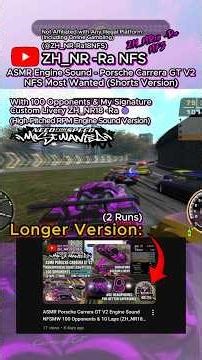 ASMR Porsche Carrera GT V2 Engine Sound NFS Most Wanted 100 Opponents (ZH_NR18 -Ra 🟣 Custom Livery)