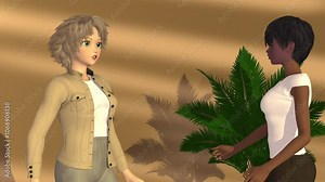 3d animation, two cartoon characters speaking or talking on brown background Stock Video