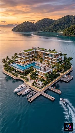 Private Floating Luxury Island Estate 🌊🏝️ #viralreels #luxury #trending
