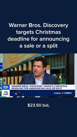 WBD is openly for sale and intends to publicly announce its plans toward the middle or end of December, according to people familiar with the matter. The legacy media giant is deciding whether to split the company in two, sell some assets or sell the entire company. Paramount has sent WBD’s board multiple letters explaining why its offer is more valuable to shareholders than splitting the company, signaling negotiations could turn more aggressive if WBD chooses other options. Read more: cnb.cx/4