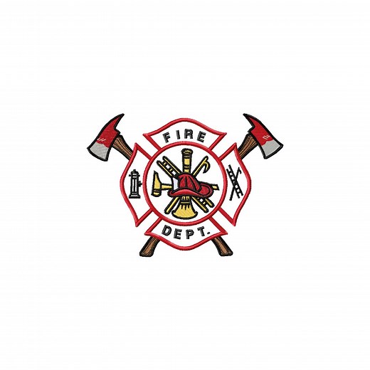 Fire Department Maltese Cross With Firefighter Axes Badge Digital Embroidery Design - Etsy