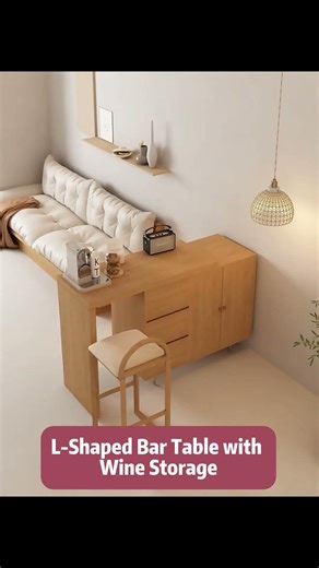 L-Shaped Bar Table with Wine Storage #modernhome