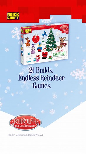 Celebrate 24 days of holiday cheer with the Brickcraft Rudolph® Advent Calendar, featuring surprise mini builds from the beloved TV special. Each day reveals a festive figure or scene from Rudolph and Bumble to Santa, Hermey, and the Island of Misfit Toys. With charming printed details and nostalgic characters, this countdown turns every build into a magical moment. Display all 24 builds together for a heartwarming holiday scene. | Brickcraft