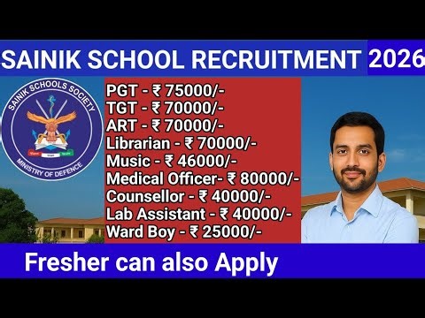 Sainik School Vacancy 2026 Teacher Job PGTTGT #sainikschoolvacancy #teachervacancy #tgtjobs #pgtjobs