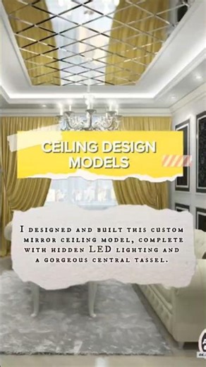 😱 False Ceiling design | Mirror + wooden+ Design #trending #ytviral #ceilingdesign