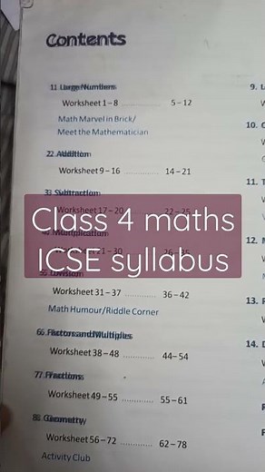 class 4 maths icse syllabus