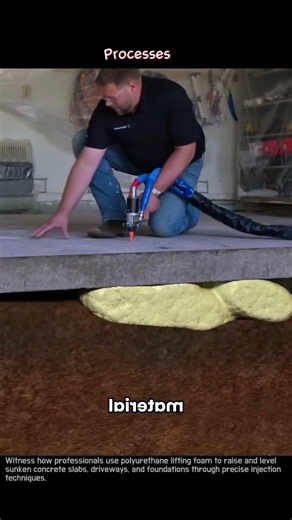 Lifting Sunken Concrete Slabs Using Polyurethane Foam #worker #process #concrete #construction #diy