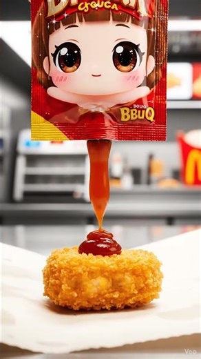 Chibi BBQ Sauce's Perfect Drop! | Pixar Style 3D Animation Short in McDonald's