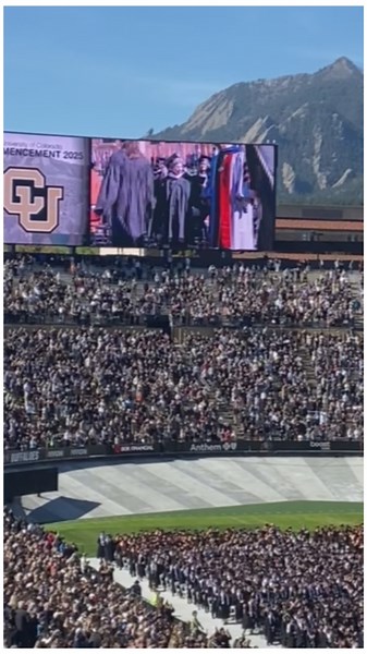 CU Boulder cheers for Peggy during graduation ceremony