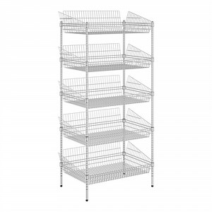 Regency 24" x 36" x 74" NSF Chrome Stationary 5 Basket Retail Storage Display Stand