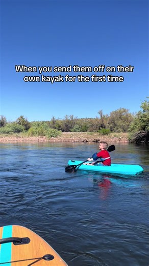 Growing up and wanting to try the “fun” stuff before your ready for them to grow up! (He wasn’t ever far from the adults in our group and back with me once waters got bumpy) #river #growingup #kids #paddleboarding #outdoor