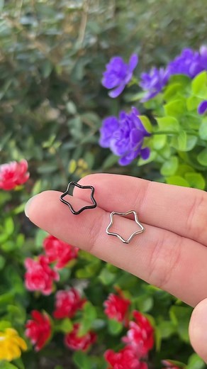 Dazzle in style with our Star Hinged Segment Hoop Rings! 🌟 Crafted from G23 Implant Grade Titanium in Silver/Steel, PVD Black, or PVD Gold. Available in 10mm and 8mm lengths for a perfect fit in nose, septum, ear, helix, cartilage piercings, and more. Each piece sold individually. Elevate your piercing game! ✨ #PiercingJewelry #StarHoopRings #TitaniumPiercings#bodyjewelry #luxemodz | BodyJewelry.com