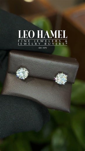 Shine bright all year long either timeless diamond stud earrings from Leo Hamel Fine Jewelers.