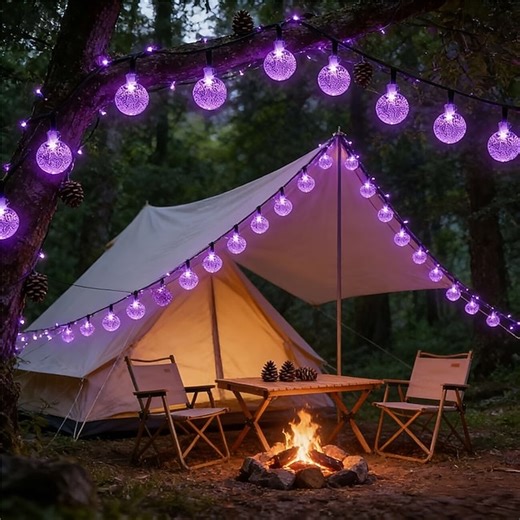 Solar Garden String Light 12 M 100 Led Outdoor Purple String Lights 8 Modes Festive Scene Decor IP 65 Waterproof Hanging Decorations For Cottages, Ga