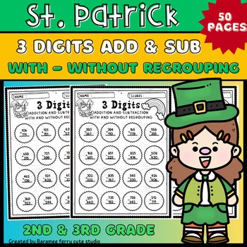 3 Digit Addition and Subtraction St Patrick's Day Math Mental Math Practice