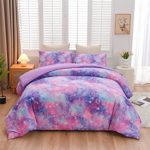NTBED Tie Dye Constellation Print Ombre Comforter Set Full Size Gradient Galaxy Bedding Set Purple