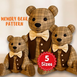 Memory Bear Sewing Pattern   Clothes | Vest & Bow Tie PDF | Pattern 12" 14" 16" 18" 20" | Memory Teddy Pattern | Digital Download - Etsy Canada