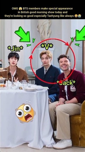 OMG 😱 BTS members group photo from British morning show Taehyung looks so handsome and hOt 😫😭