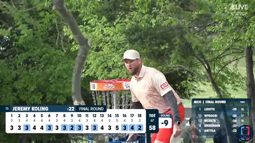 Jeremy Koling connects from 69' on Hole 18 to move into the Top 5 😮 | Disc Golf Pro Tour