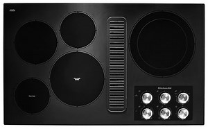KitchenAid 36" Black Electric Downdraft Cooktop With 5 Elements - KCED606GBL