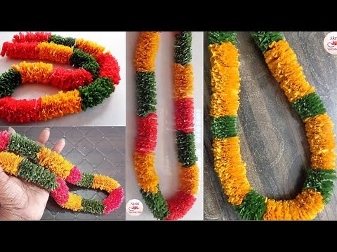 How to make Garland using Crepe Paper|DIY Paper Streamer Garland/Toran Idea|DIY Crepe Paper Garland
