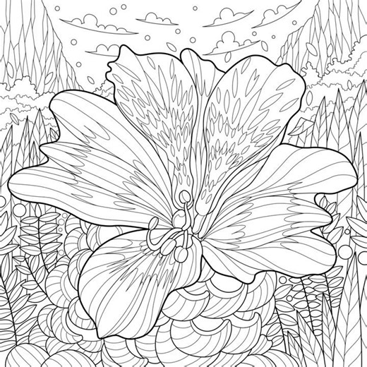 #shorts Pink Flowers Line Modern Art Design Paint by Number Color Oasis #coloringbook #focus