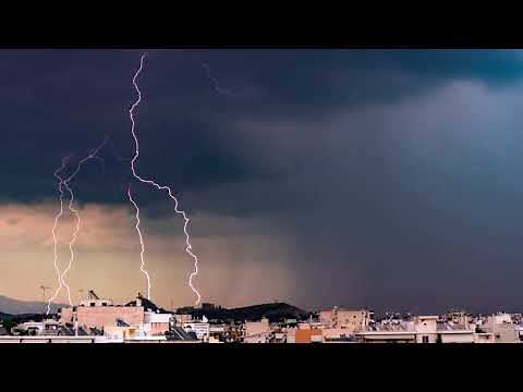 Lightning Striking the Acropolis in Athens (4K)